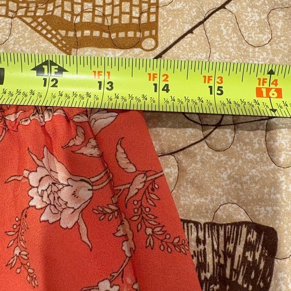 Max Studio Women's Orange Floral Skirt Flounce Knee Length - Picture 6 of 7